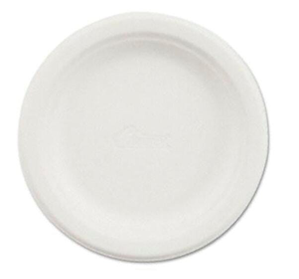 Chinet Classic White Heavy Duty Microwaveable Paper Plate, 9 Inch, Reclaimed Fiber, Pack of 125, Item Number 425020